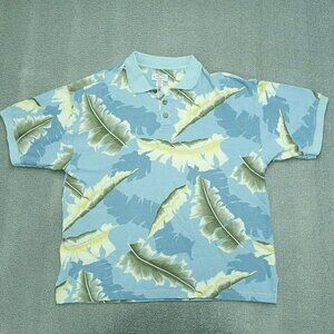 Blackwater Bay Polo Shirt Men 2XL Blue Yellow Feathers Short Sleeve Cotton